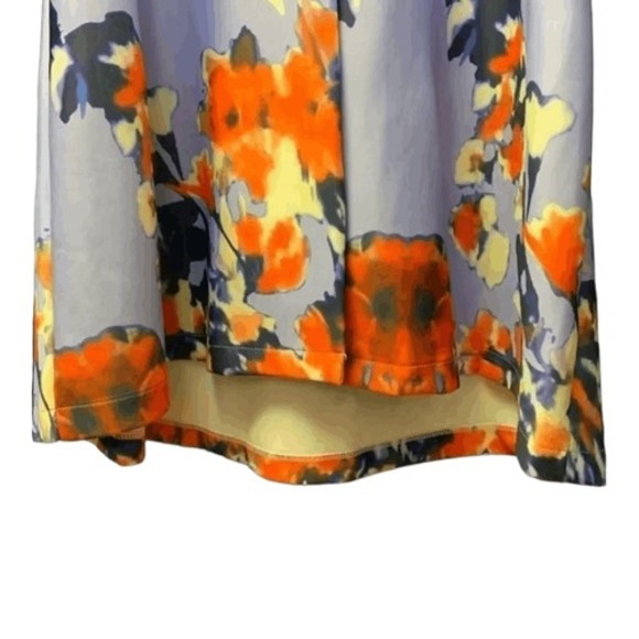 Order Plus Floral Ruffle Sleeve Button Front Tunic Top Lavender Orange Print M - Picture 4 of 6